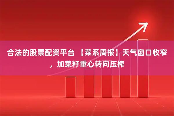 合法的股票配资平台 【菜系周报】天气窗口收窄，加菜籽重心转向压榨